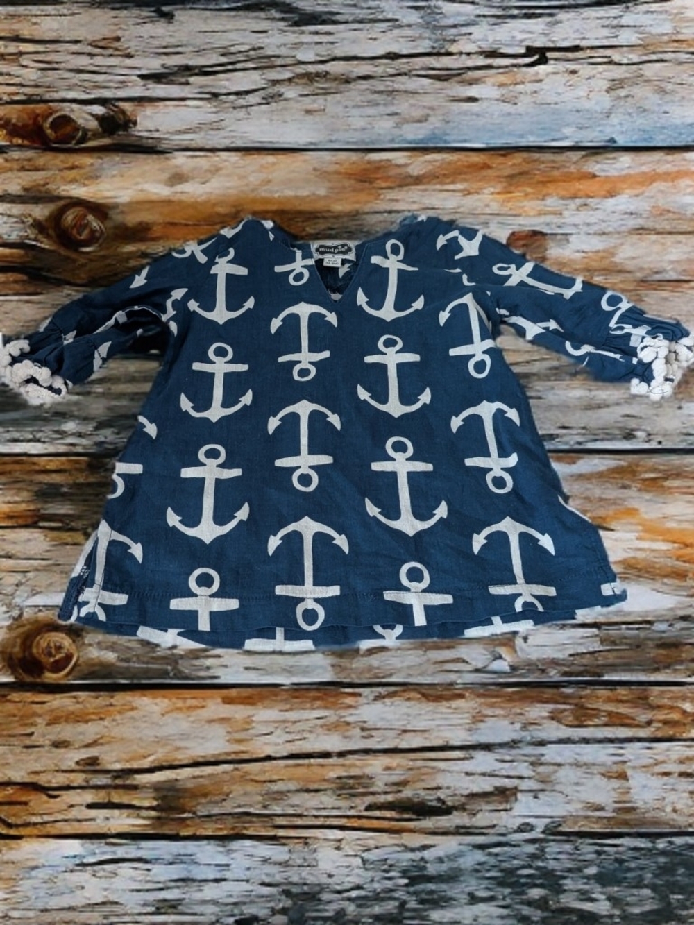 Mud Pie Navy Anchor Tunic - Navy & White Size 12/18 Months